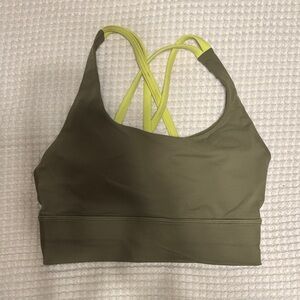 Lululemon Athletica Khaki and Lime Sports Bra